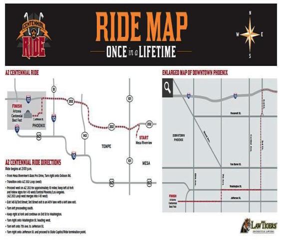 Official Map of Arizona Centennial Ride