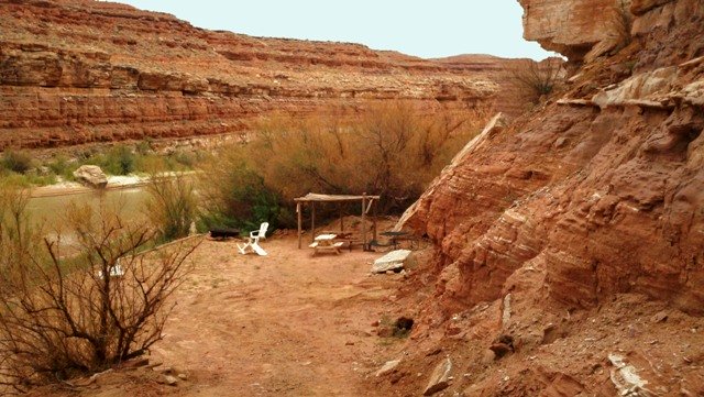 Picnic area on San Juan River At End Of Path